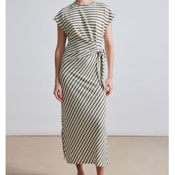 APIECE Apart Striped Vanins Cinched Waist Midi Dress - Picture 1 of 15